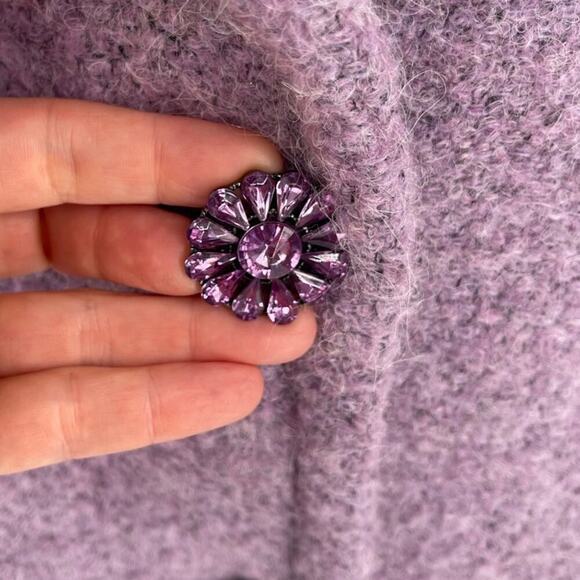Kate Spade Lavender Pastel Purple Faux Fur Lapel Boucle Wool Alpaca Coat size 6 - Picture 6 of 11